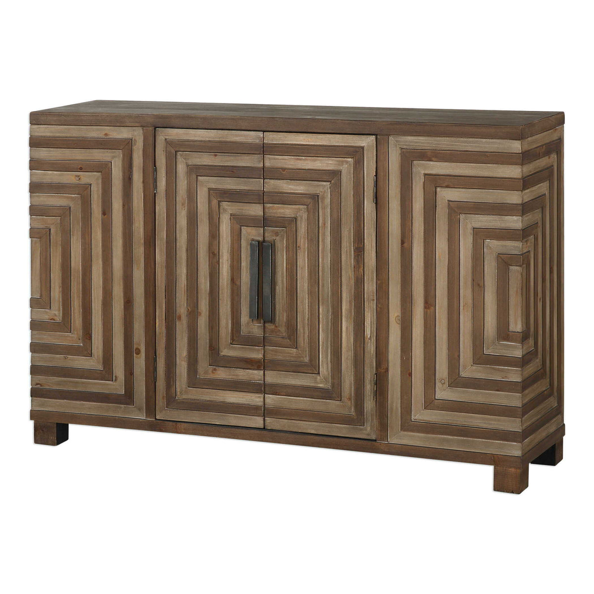 Layton Geometric Console Cabinet - Light Brown by Uttermost - View 3