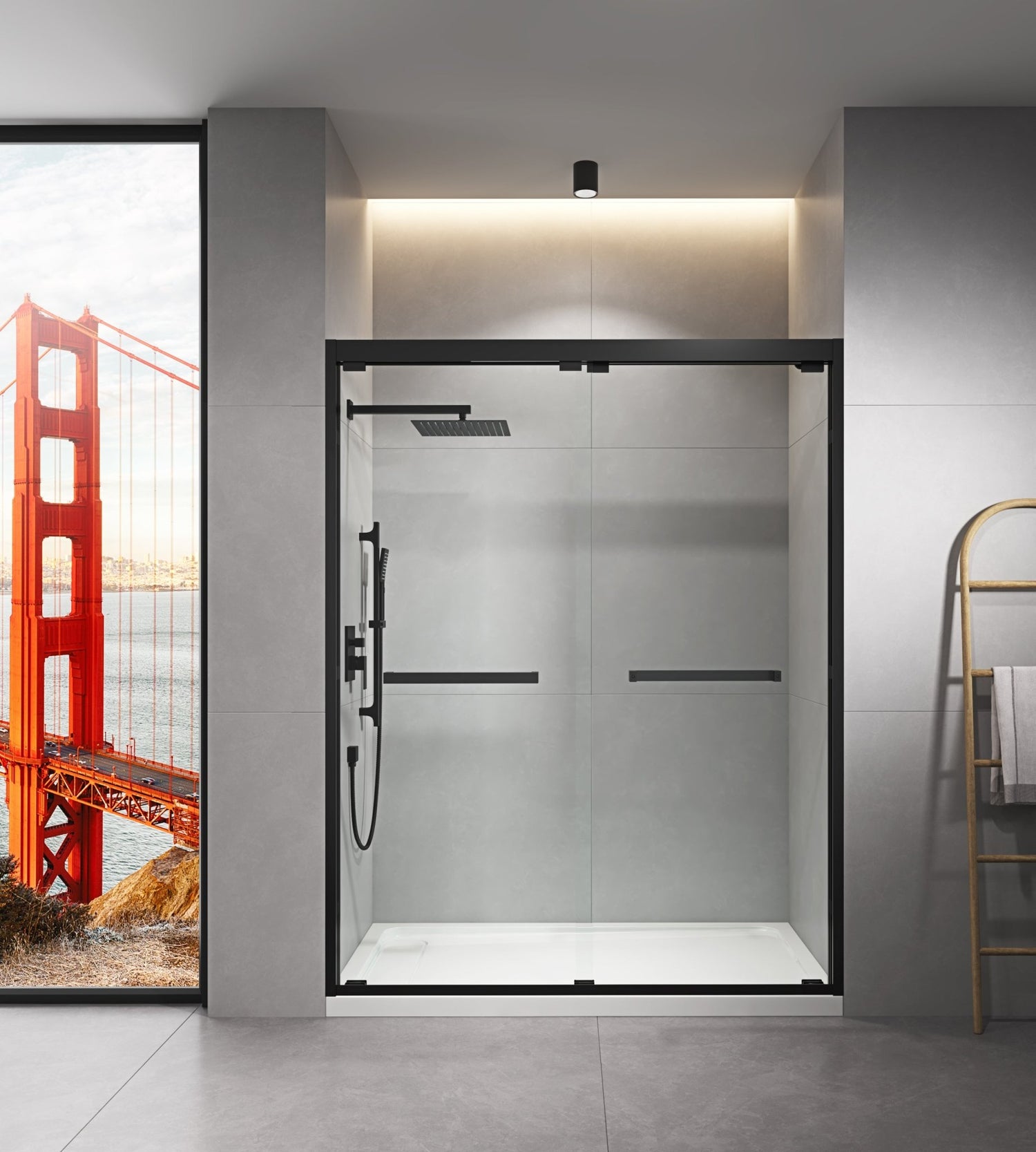 60 in. W x 76 in. HSliding Framed Shower Door in Black Finish with Clear Glass | Home Elegance USA