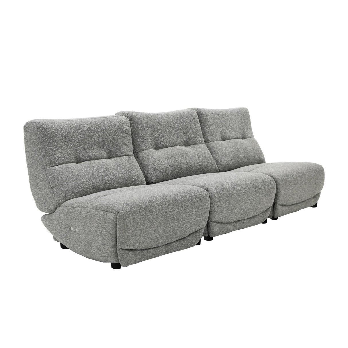 Divani Casa Basil - Modern Grey Fabric Small Sofa With 3 Electric Recliners