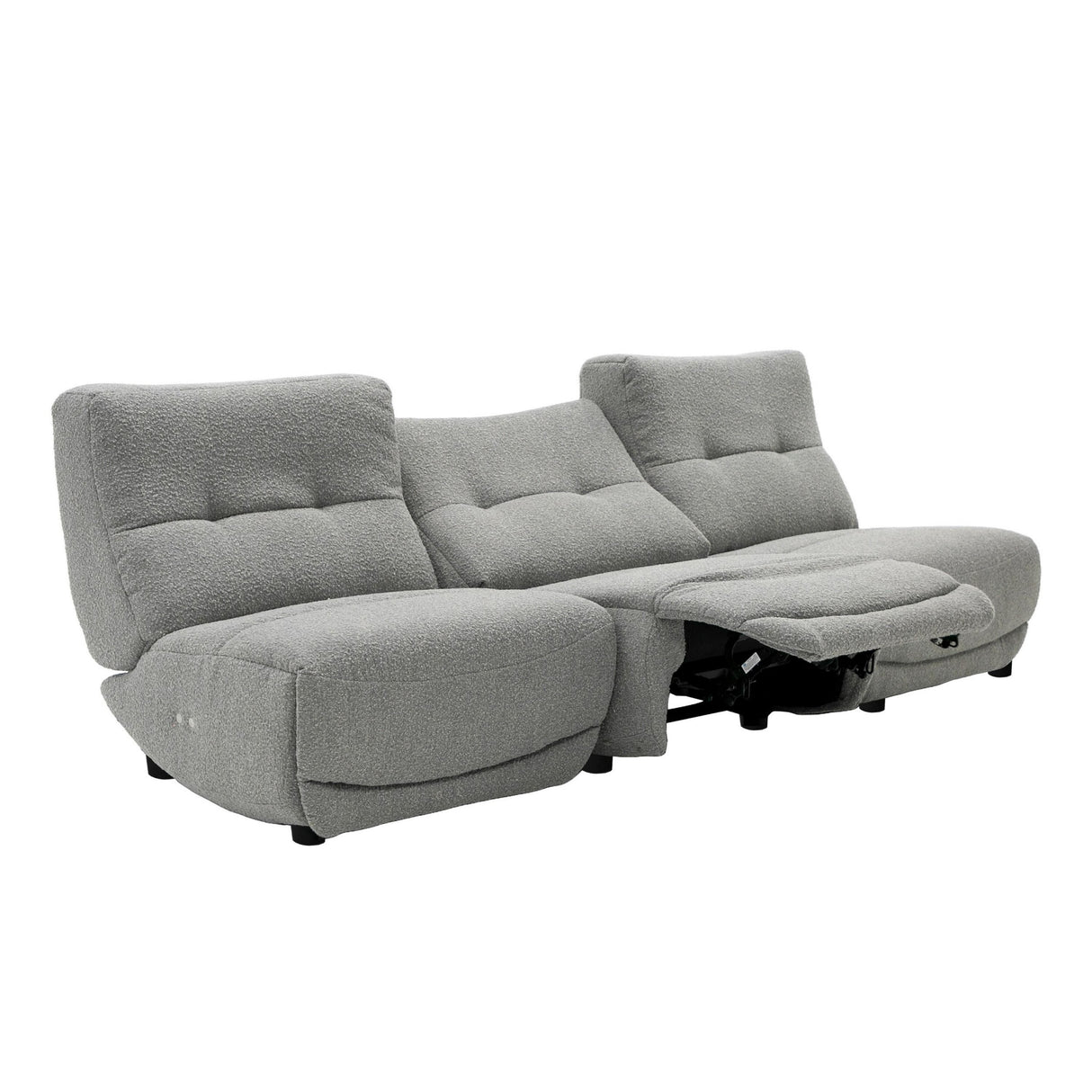 Divani Casa Basil - Modern Grey Fabric Small Sofa With 3 Electric Recliners