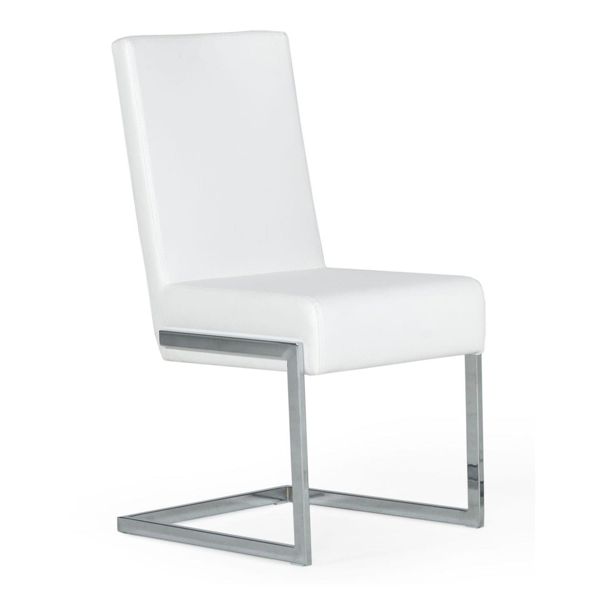 Modrest Batavia - Modern White & Stainless Steel Dining Chair (Set of 2)