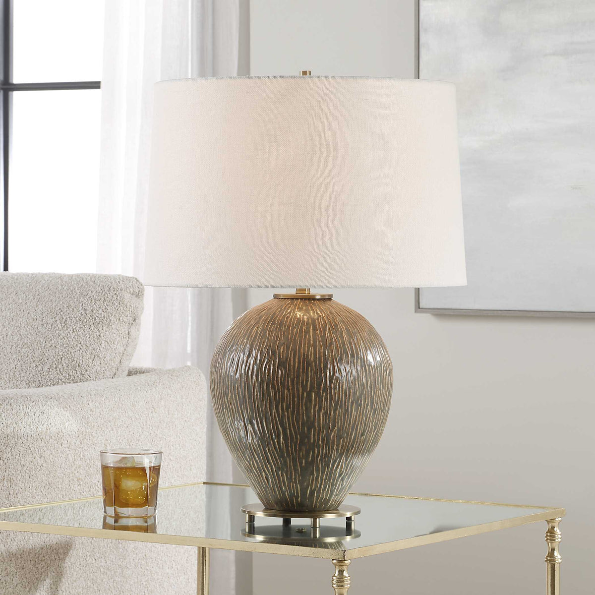 Rya Ceramic Table Lamp - Dark Brown by Uttermost - View 2