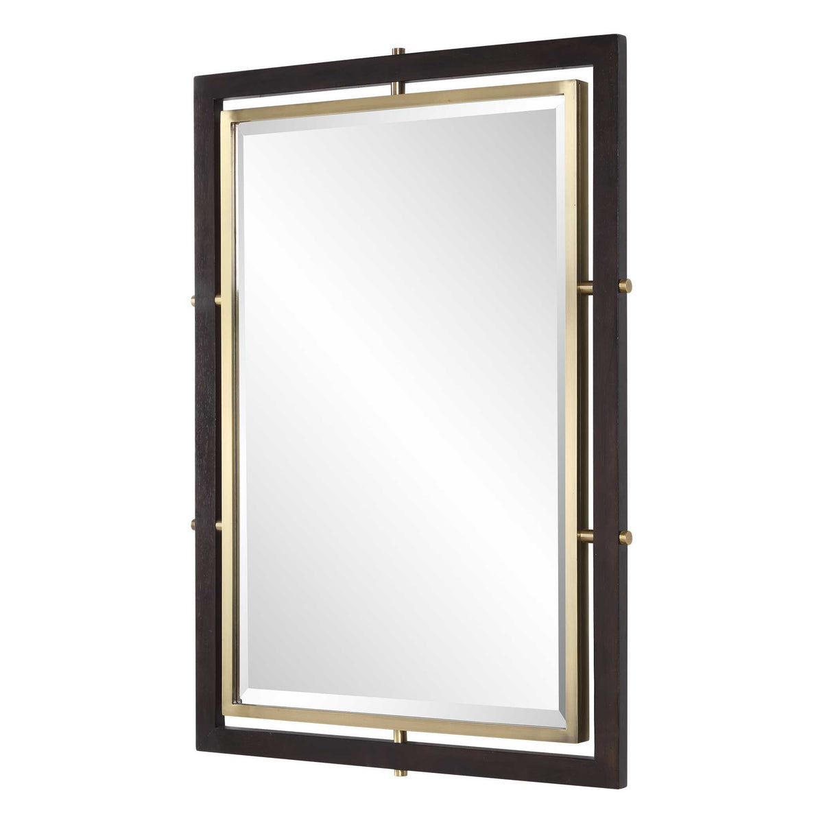 Bach Rectangle Mirror Walnut & Brass - Gold / Dark Brown by Uttermost - View 5