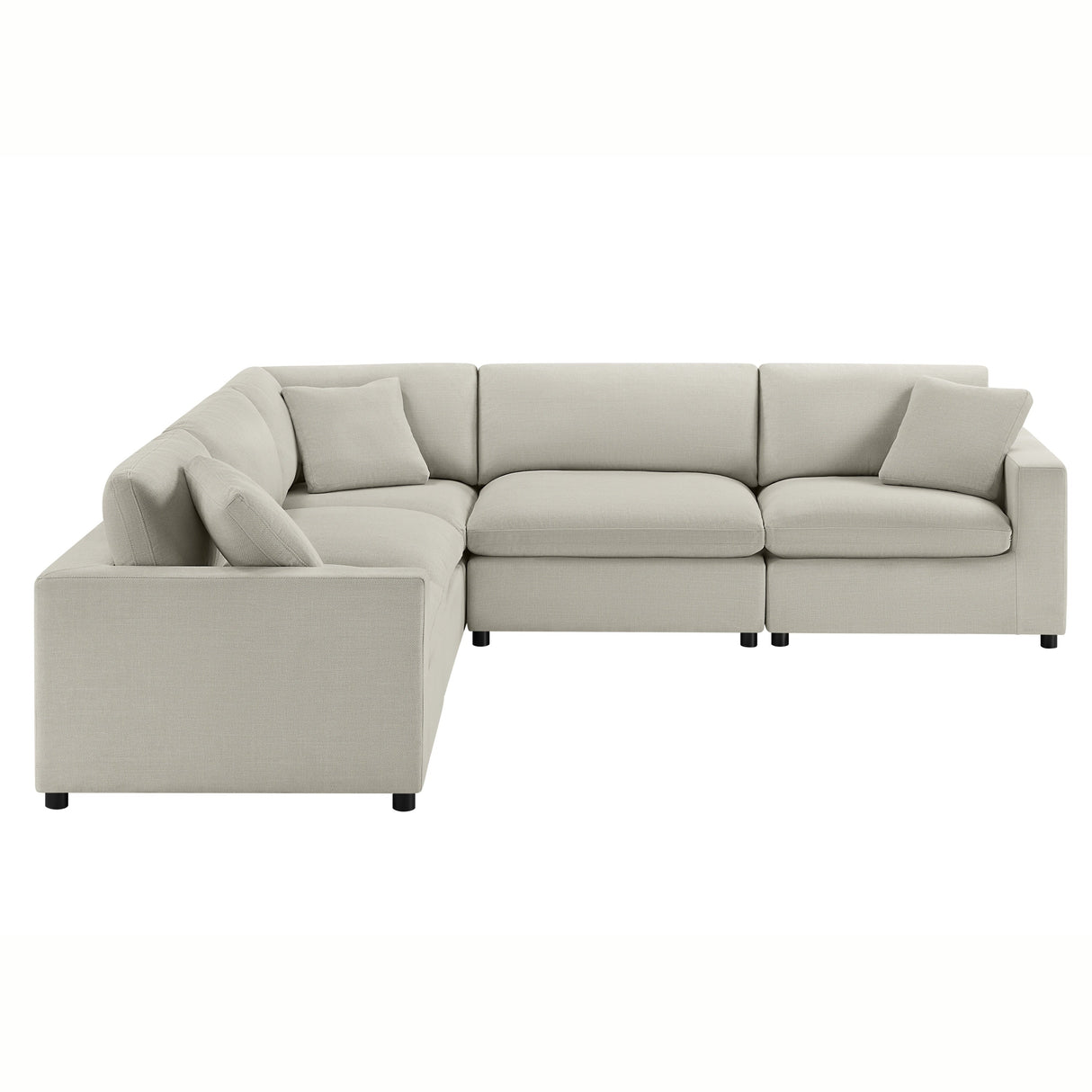 Cassandra Modular 5-Piece Sectional in Beige with Polyester Upholstery and Solid Wood Legs - sold by Home Elegance USA