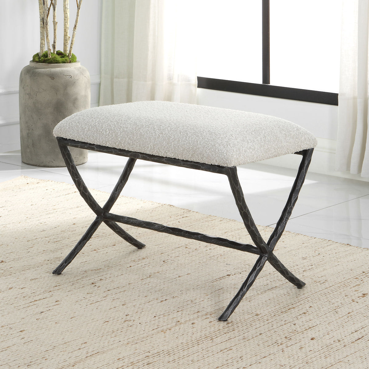 Brisby Fabric Small Bench - Light Gray by Uttermost - View 2