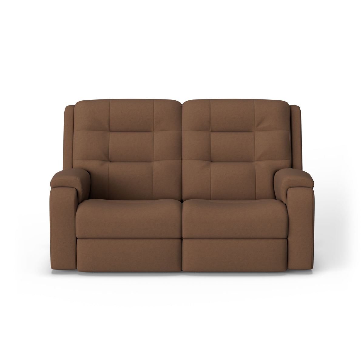 Arlo Transitional Leather Power Reclining Loveseat, Power Headrests & Lumbar | Flexsteel