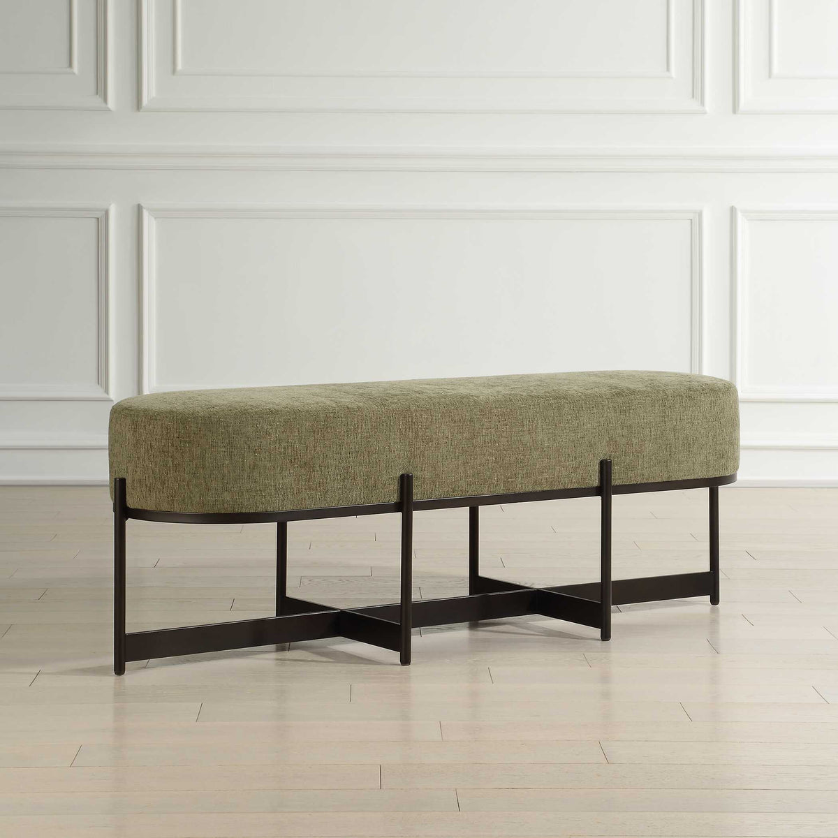 Merino Fabric Bench Moss - Green by Uttermost - View 4