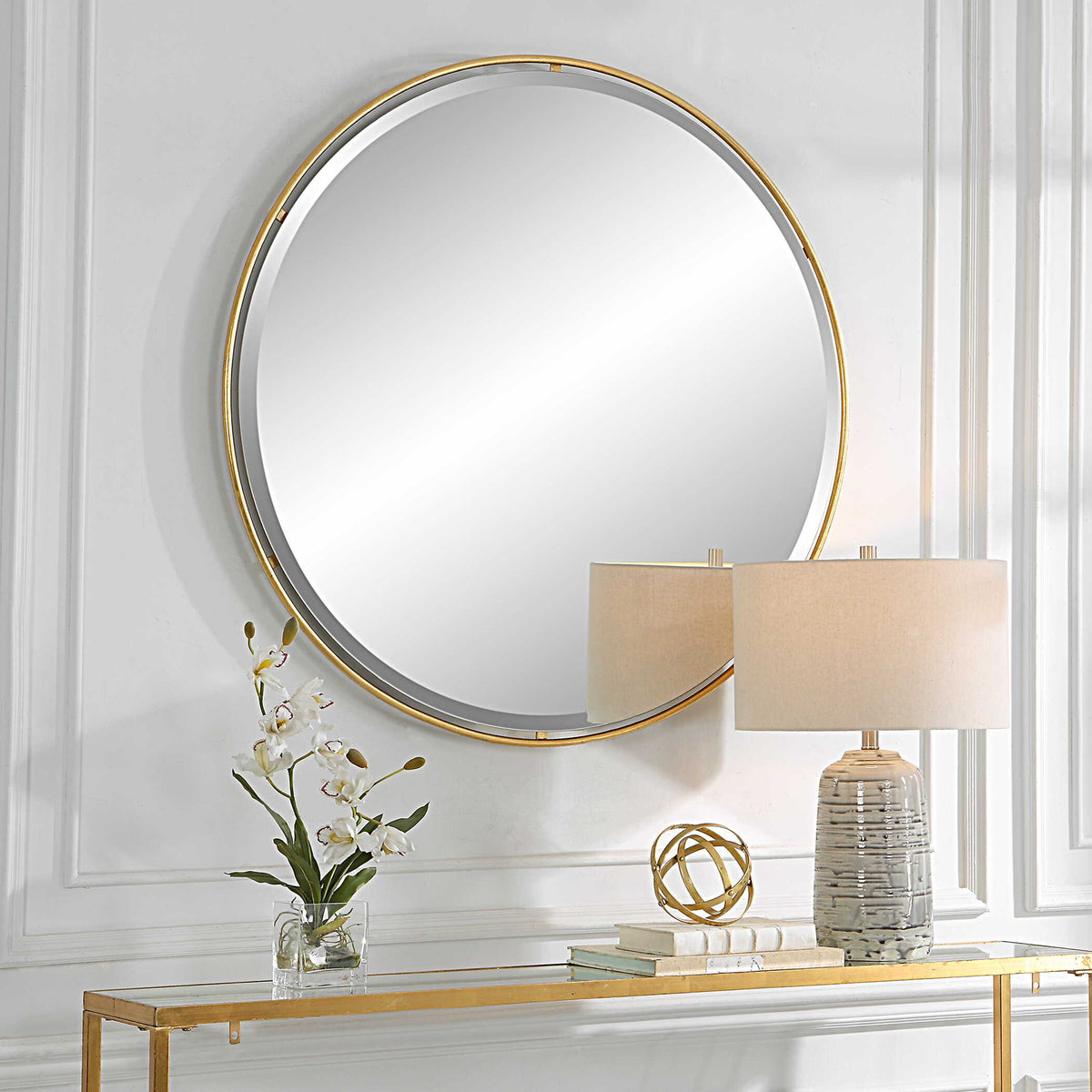Canillo Round Mirror - Gold by Uttermost - View 3