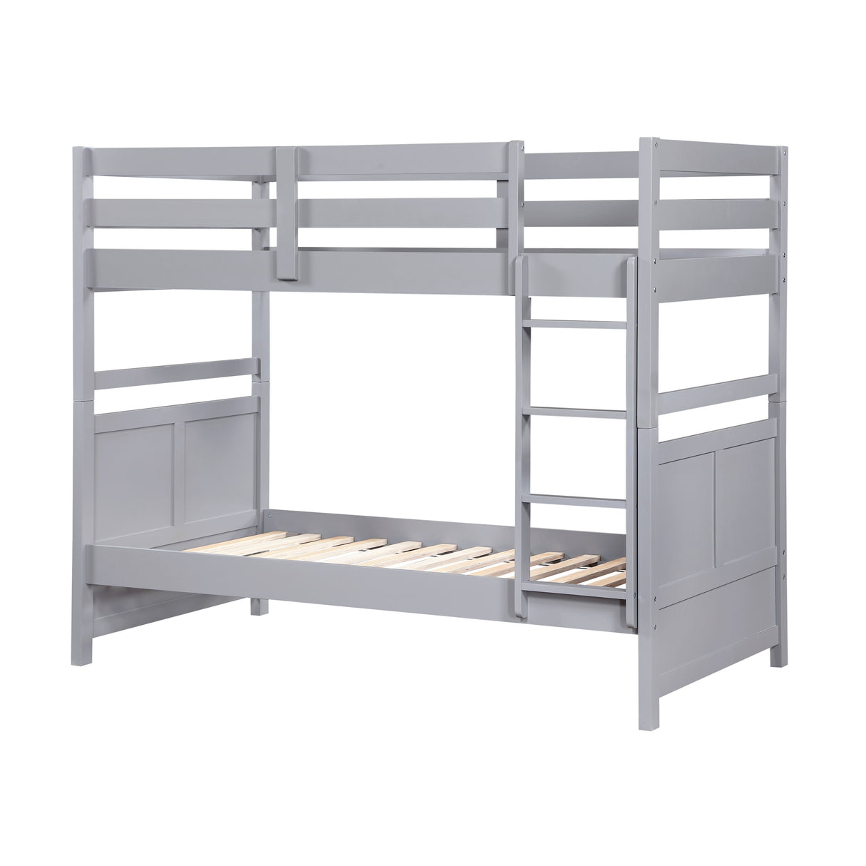 Bunk Bed Twin Over Twin Gray Finish Sturdy Wood Frame Guard Rails Youth Bedroom Furniture 1pc - sold by Home Elegance USA