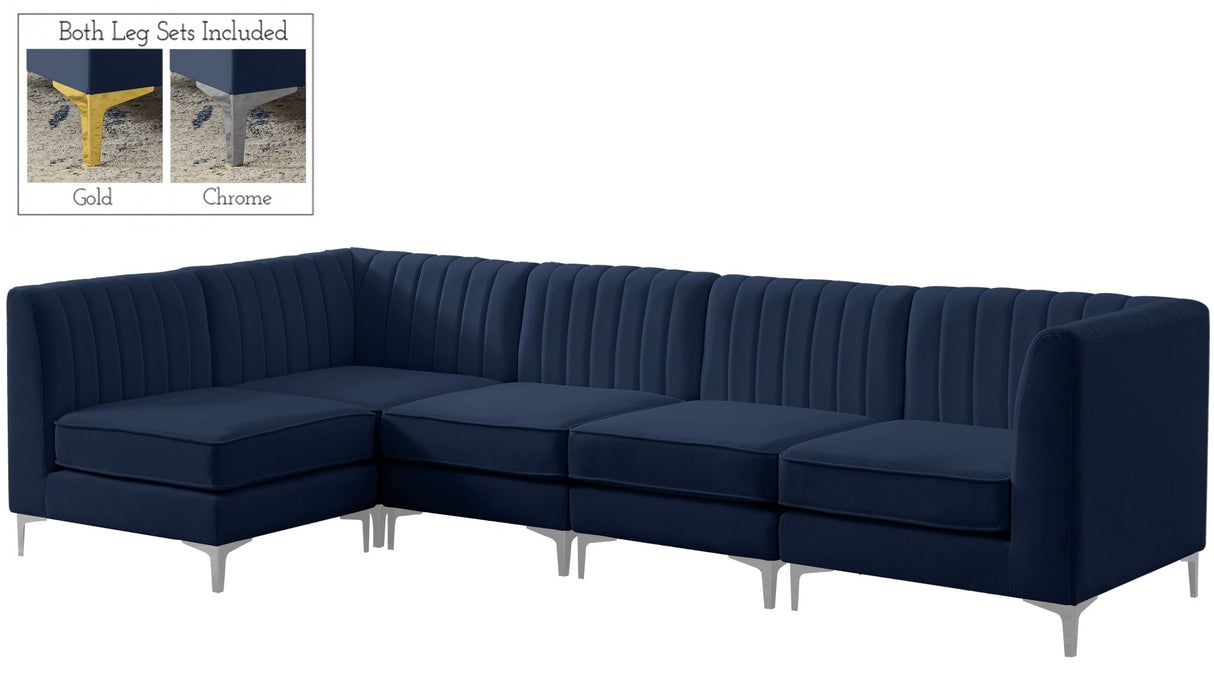 Alina - Modular Sectional 5 Piece - Navy - Fabric | Home Elegance USA