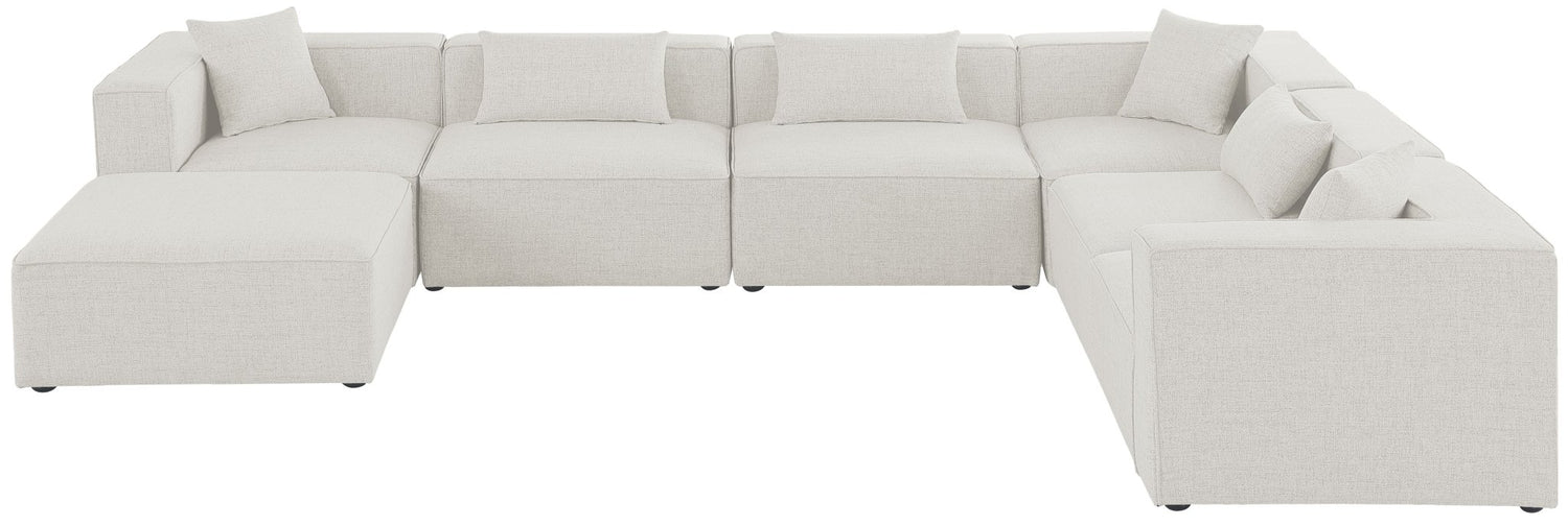 Cube - Modular Sectional 7 Piece - Cream - Fabric | Home Elegance USA