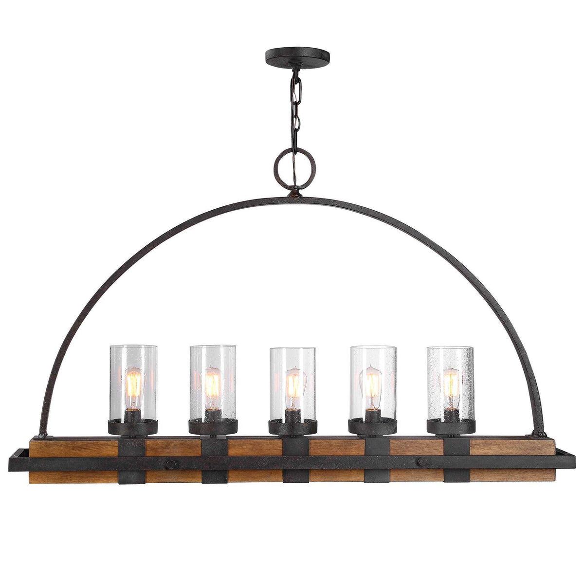 Atwood 5 Light Rustic Linear Chandelier - Light Brown / Black by Uttermost - View 1