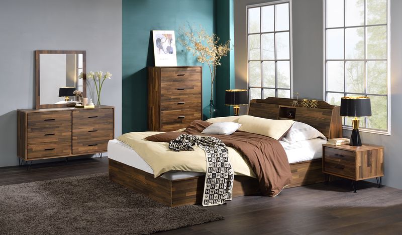 Acme - Hestia Queen Bed W/Storage BD00542Q Walnut Finish