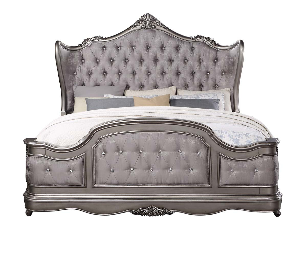 Ariadne CK Bed BD00601CK Velvet & Antique Platinum Finish | Acme | Home Elegance USA
