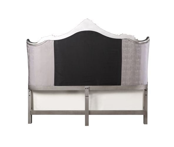 Ariadne Queen Bed BD00603Q Velvet & Antique Platinum Finish | Acme | Home Elegance USA