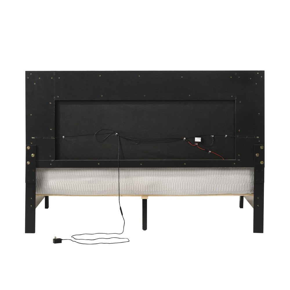 Casilda EK Bed W/Led BD00806EK Gray Synthetic Leather & White Finish | Acme | Home Elegance USA