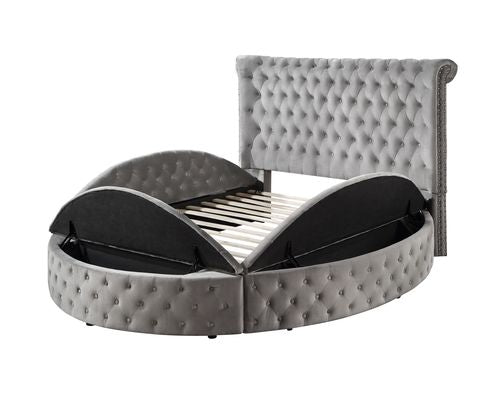 Acme - Gaiva EK Bed W/Storage BD00966EK Gray Velvet