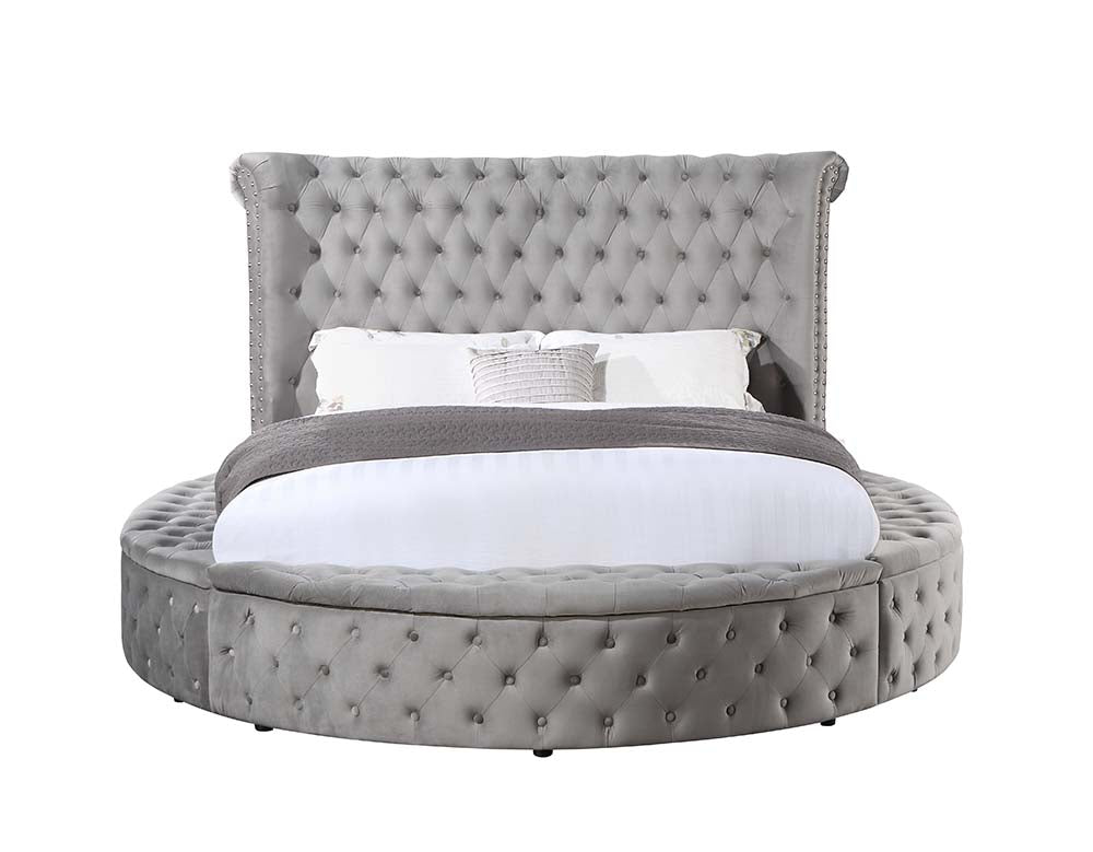 Acme - Gaiva Queen Bed W/Storage BD00967Q Gray Velvet