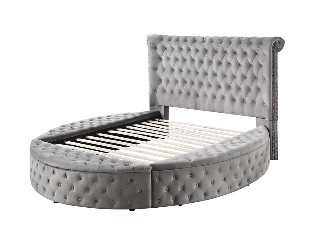 Acme - Gaiva Queen Bed W/Storage BD00967Q Gray Velvet