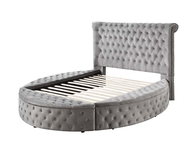 Acme - Gaiva Queen Bed W/Storage BD00967Q Gray Velvet