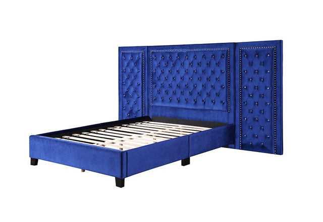 Damazy Queen Bed BD00973Q Blue Velvet | Acme | Home Elegance USA
