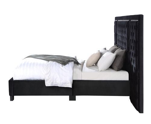 Damazy EK Bed BD00974EK Black Velvet | Acme | Home Elegance USA
