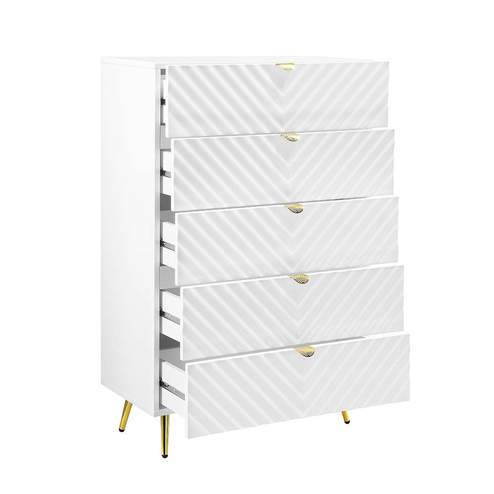 Acme - Gaines Chest BD01038 White High Gloss Finish