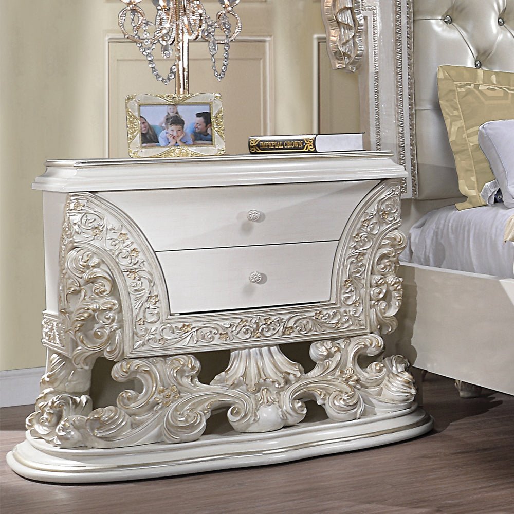 Adara Nightstand BD01249 Antique White Finish | Acme | Home Elegance USA