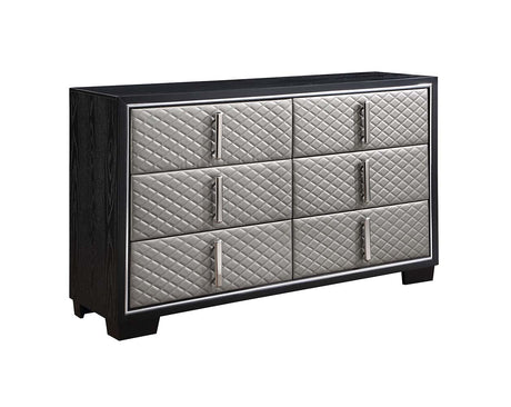 Acme - Nicola Dresser BD01430 Silver Synthetic Leather & Black Finish