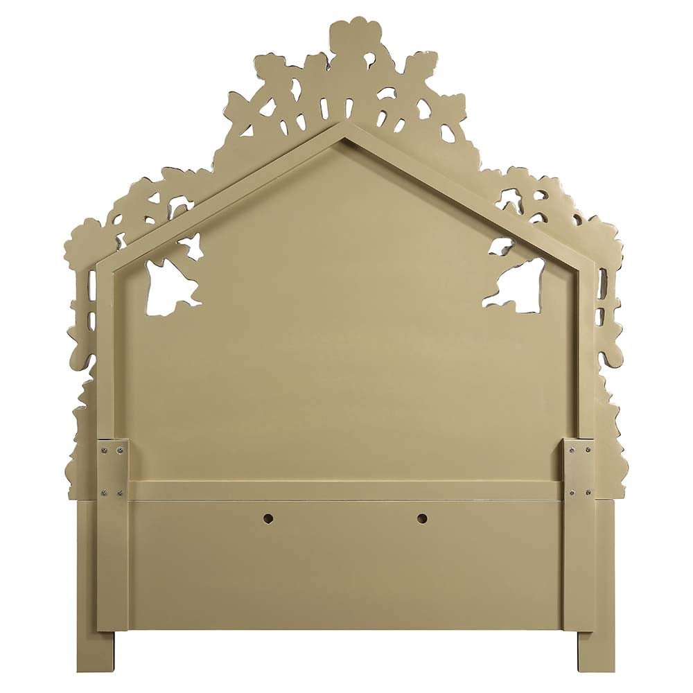 Bernadette EK Bed BD01474EK White Synthetic Leather Fabric & Gold Finish | Acme | Home Elegance USA