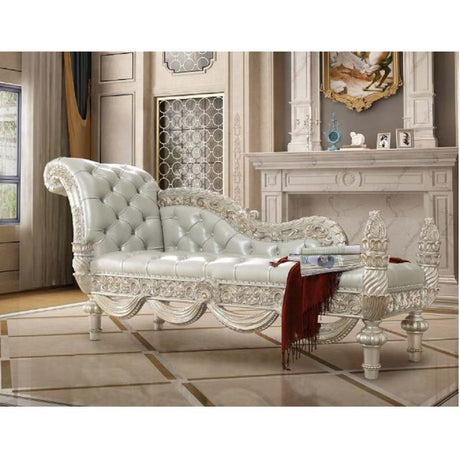 Acme - Sandoval Bench BD01492 Beige Synthetic Leather & Champagne Finish