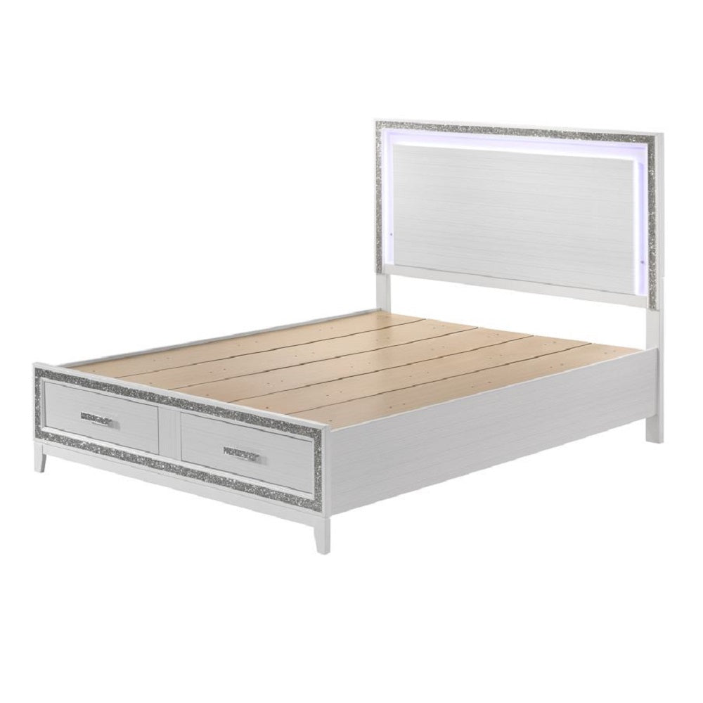 Acme - Haiden EK Bed W/Led & Storage BD01742EK White Finish