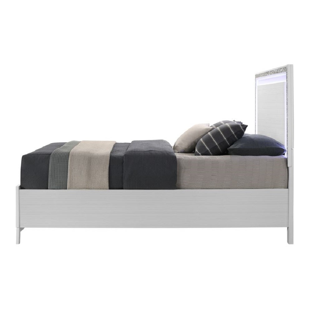 Acme - Haiden EK Bed W/Led & Storage BD01742EK White Finish