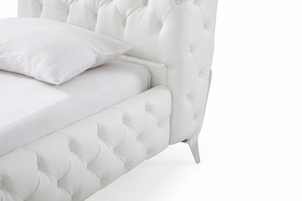 Eastern King Legend Modern White Bonded Leather Bed - View Image 1