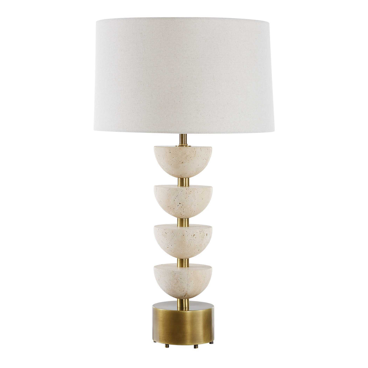 Hemisphere Travertine Table Lamp - Beige / Bronze by Uttermost - View 4