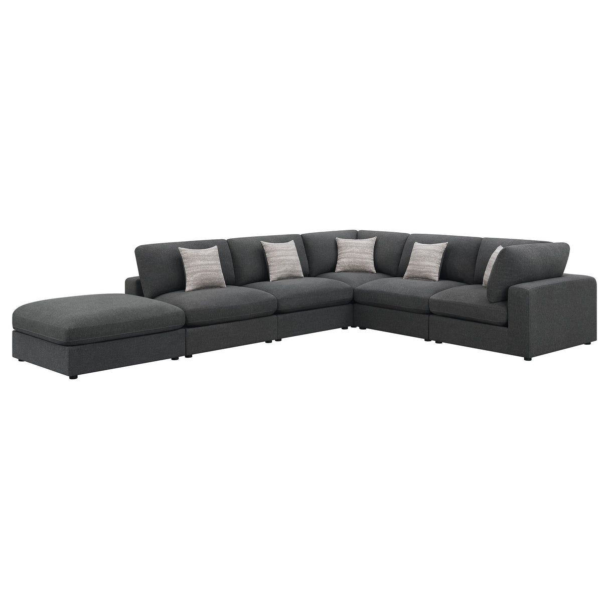 Rhette Charcoal 6-piece Upholstered Sectional with Reversible Cushions - sold by Home Elegance USA
