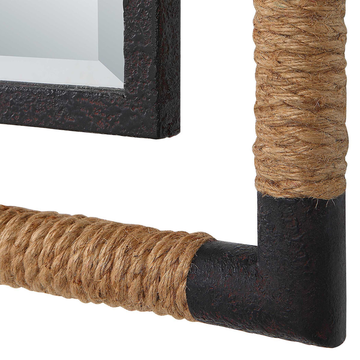 Melville Iron & Rope Tall Mirror - Silver / Light Brown by Uttermost - View 5