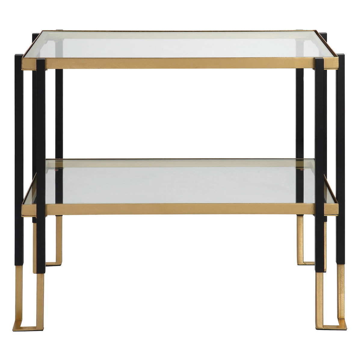 Kentmore Glass Side Table Black & Gold - Gold / Black by Uttermost - View 1