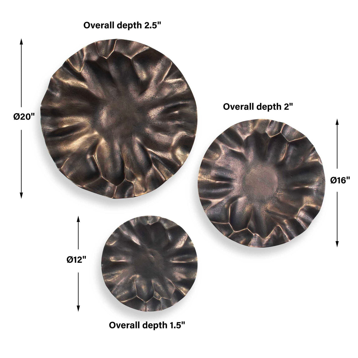 Peonia Outdoor Wall Art (Set of 3) - Bronze by Uttermost - View 7