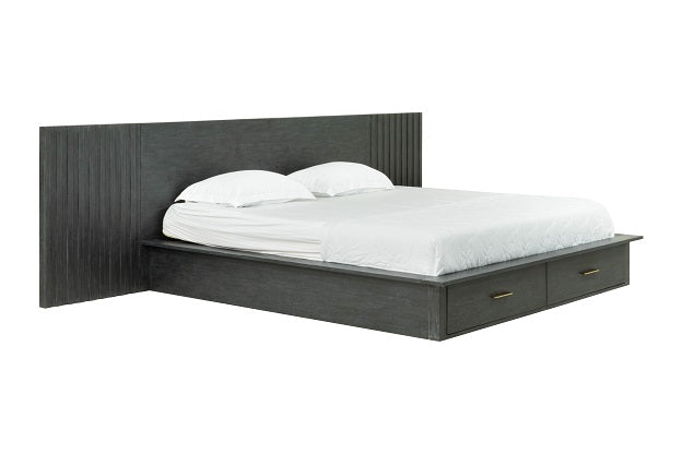 Manchester- Contemporary Platform Dark Grey EK Bed - View Image 1