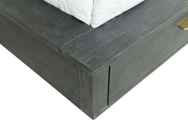 Manchester- Contemporary Platform Dark Grey Q Bed - View Image 1