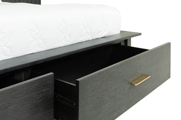 Manchester- Contemporary Platform Dark Grey Q Bed - View Image 1