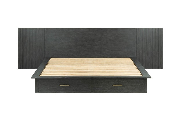 Manchester- Contemporary Platform Dark Grey Q Bed - View Image 1