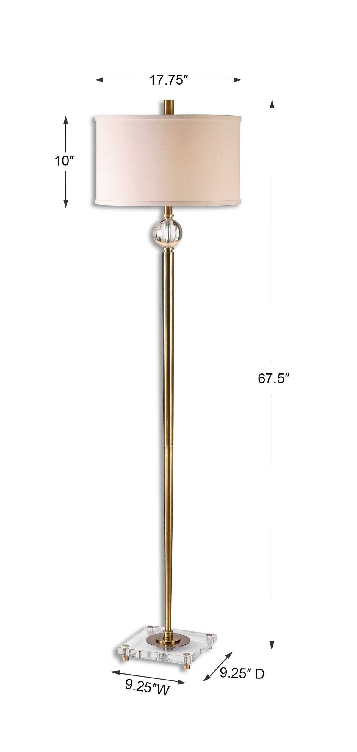 Mesita Floor Lamp Brass - Yellow / Beige by Uttermost - View 3