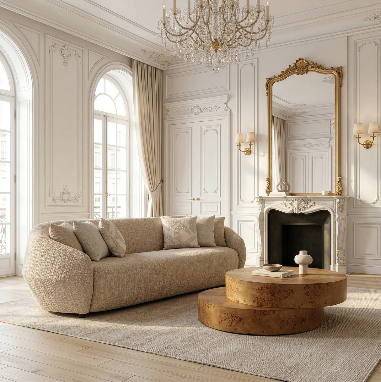 Belinda - Modern Beige Fabric 4-Seat Sofa - View Image 1