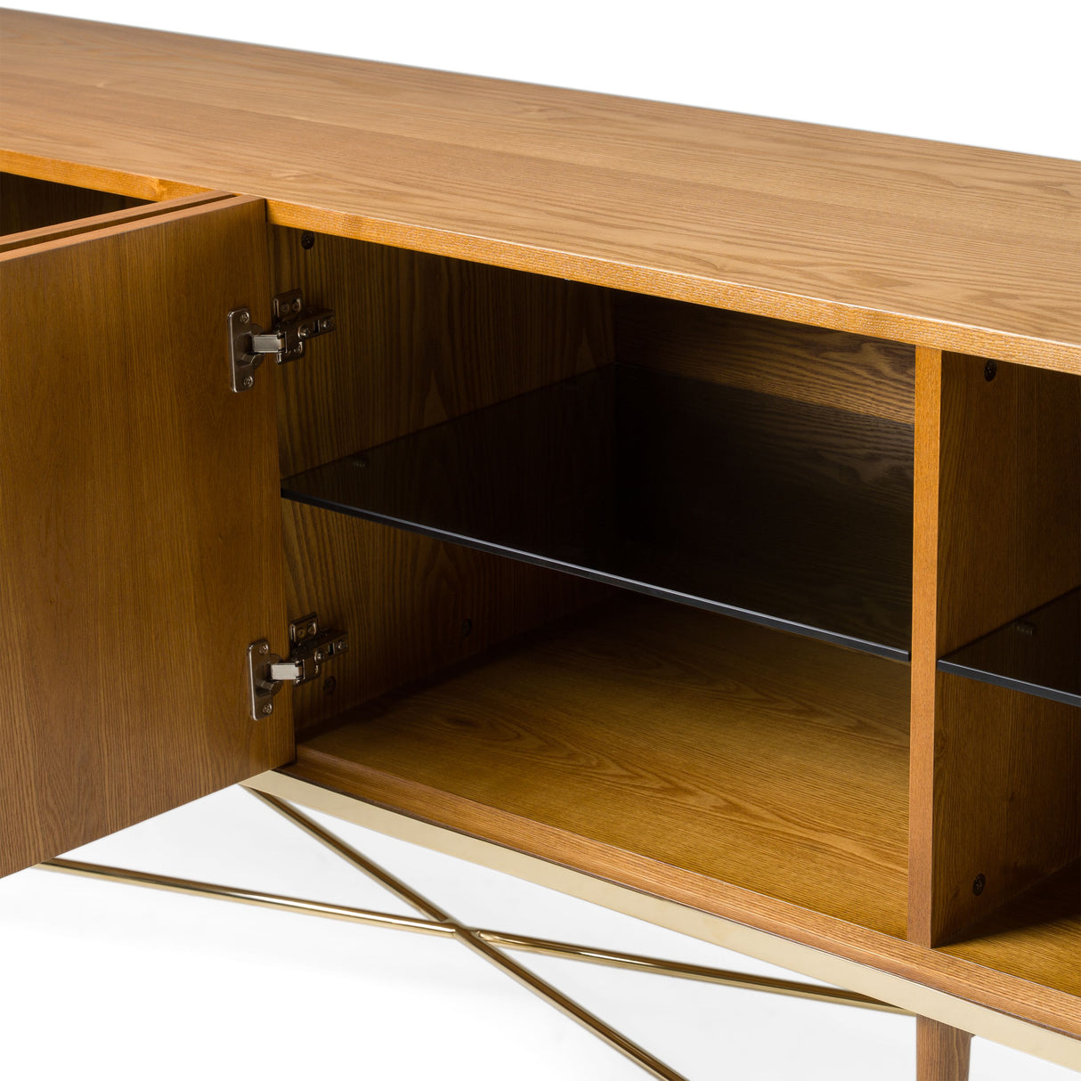 Modrest Bernard Mid-Century Modern Walnut & Gold Buffet Vgcssb-17118