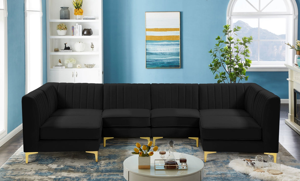 Alina - Modular Sectional 6 Piece - Black - Fabric | Home Elegance USA