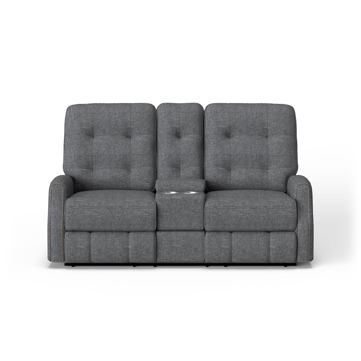 Devon Transitional Fabric Power Reclining Loveseat With Console | Flexsteel