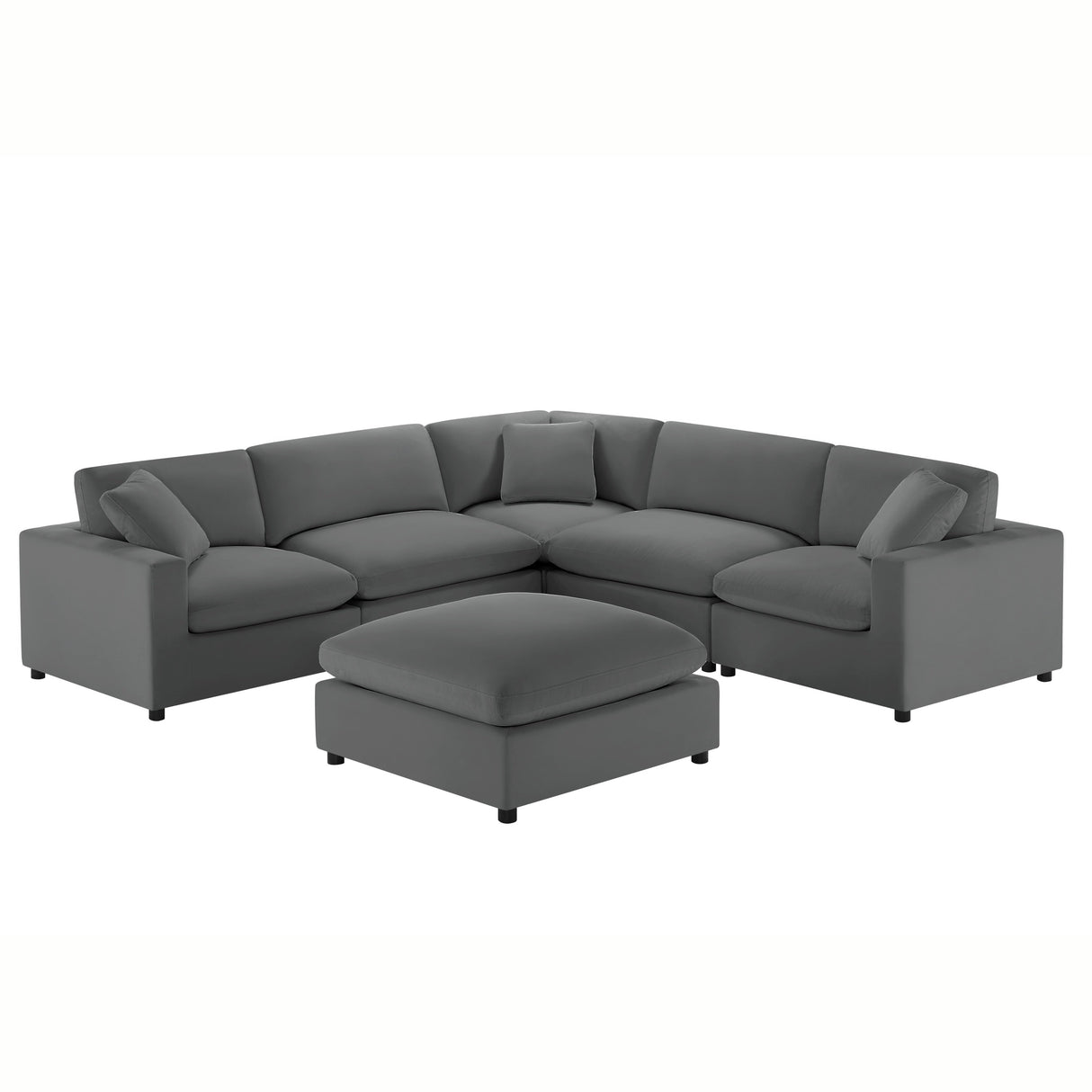 Caylie Modular 6-Piece Sectional in Charcoal with Solid Wood Legs - sold by Home Elegance USA