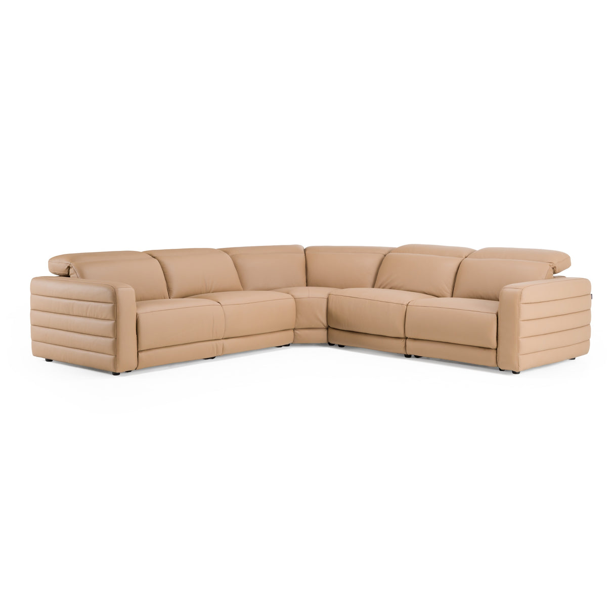 Bianca - Modern Brown Leather Sectional Sofa w/ 3 Recliners - View Image 1